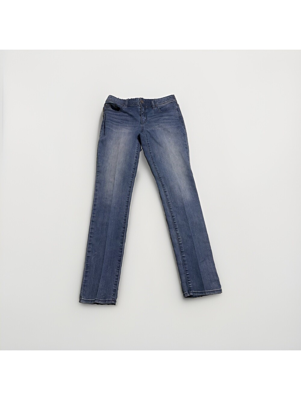 Chico's Jeans Stretch Platinum Women Size 00 Straight Blue Glitter Denim Jeans